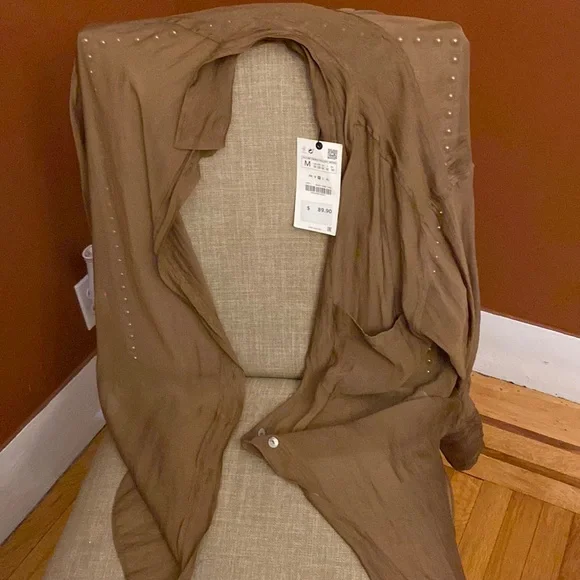 Zara Tops Brown Bathing Suit Cover Up Can Be Worn As A Shirt